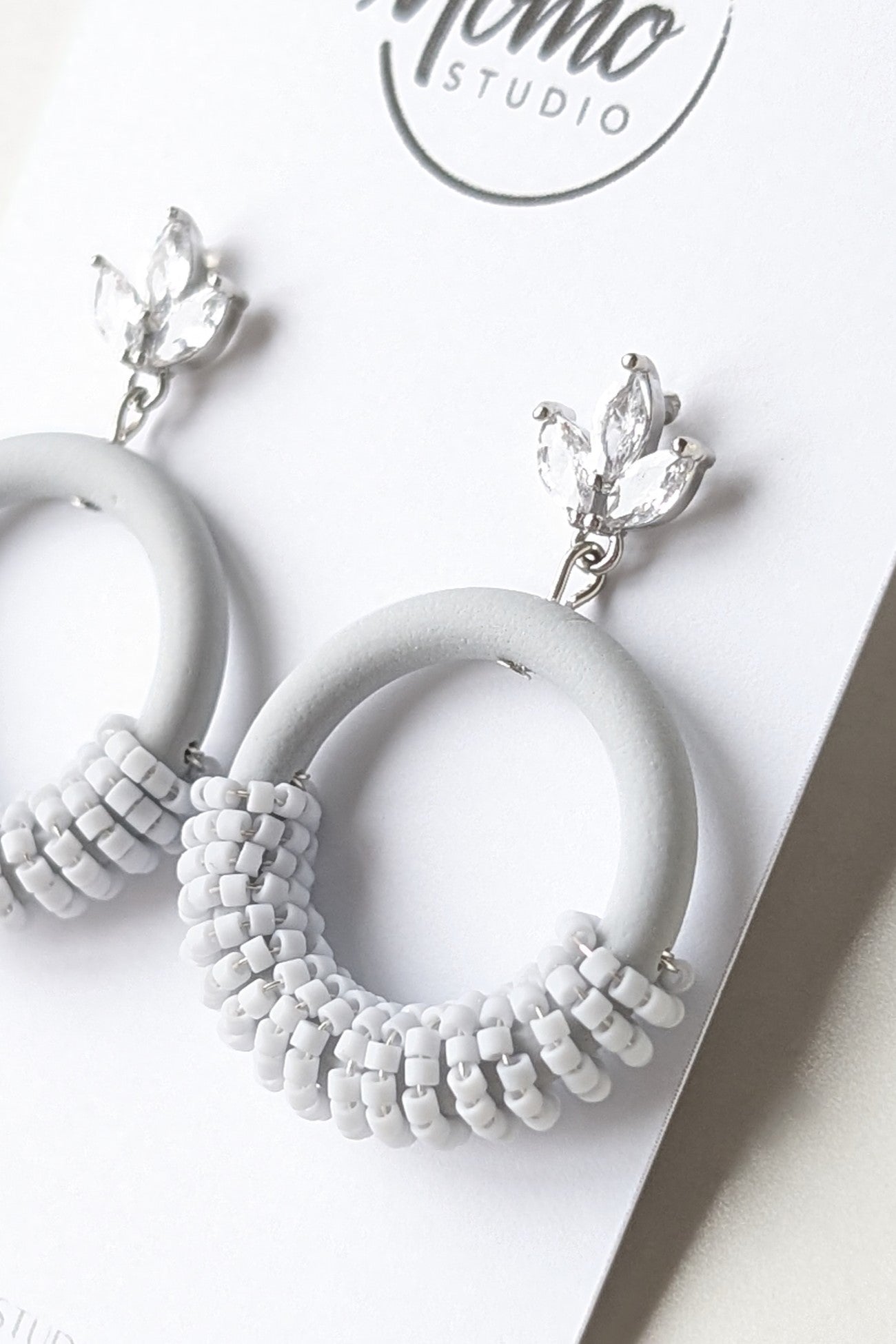 Beaded Hoops - Extruded Clay Collection - Neutral Floral Palette #1 EXTENDED - Tiara (SILVER)