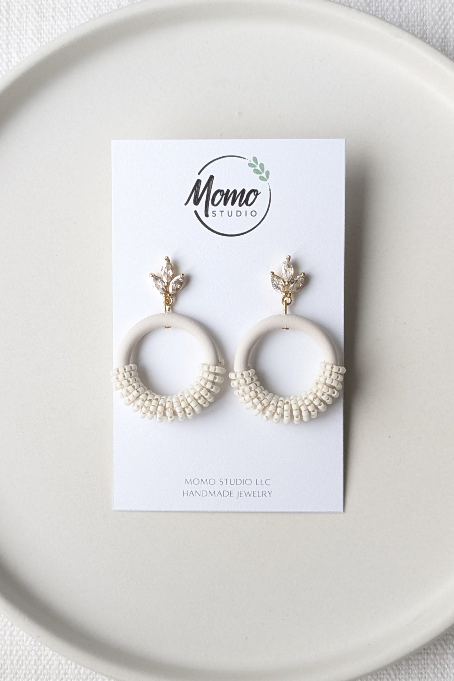 Beaded Hoops - Extruded Clay Collection - Neutral Floral Palette #1 EXTENDED - Cararra (GOLD)