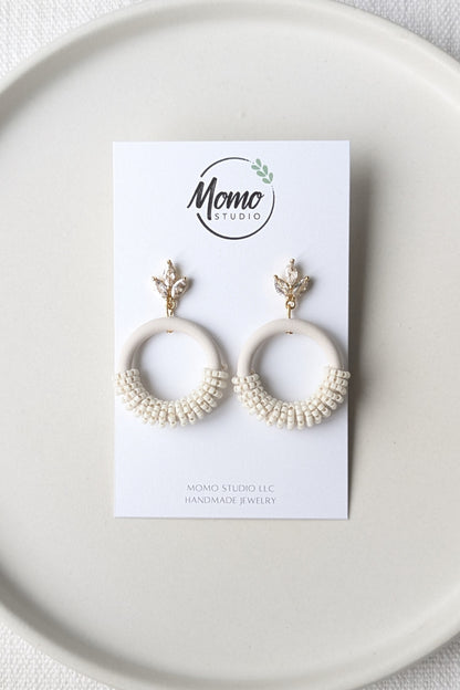 Beaded Hoops - Extruded Clay Collection - Neutral Floral Palette #1 EXTENDED - Cararra (GOLD)