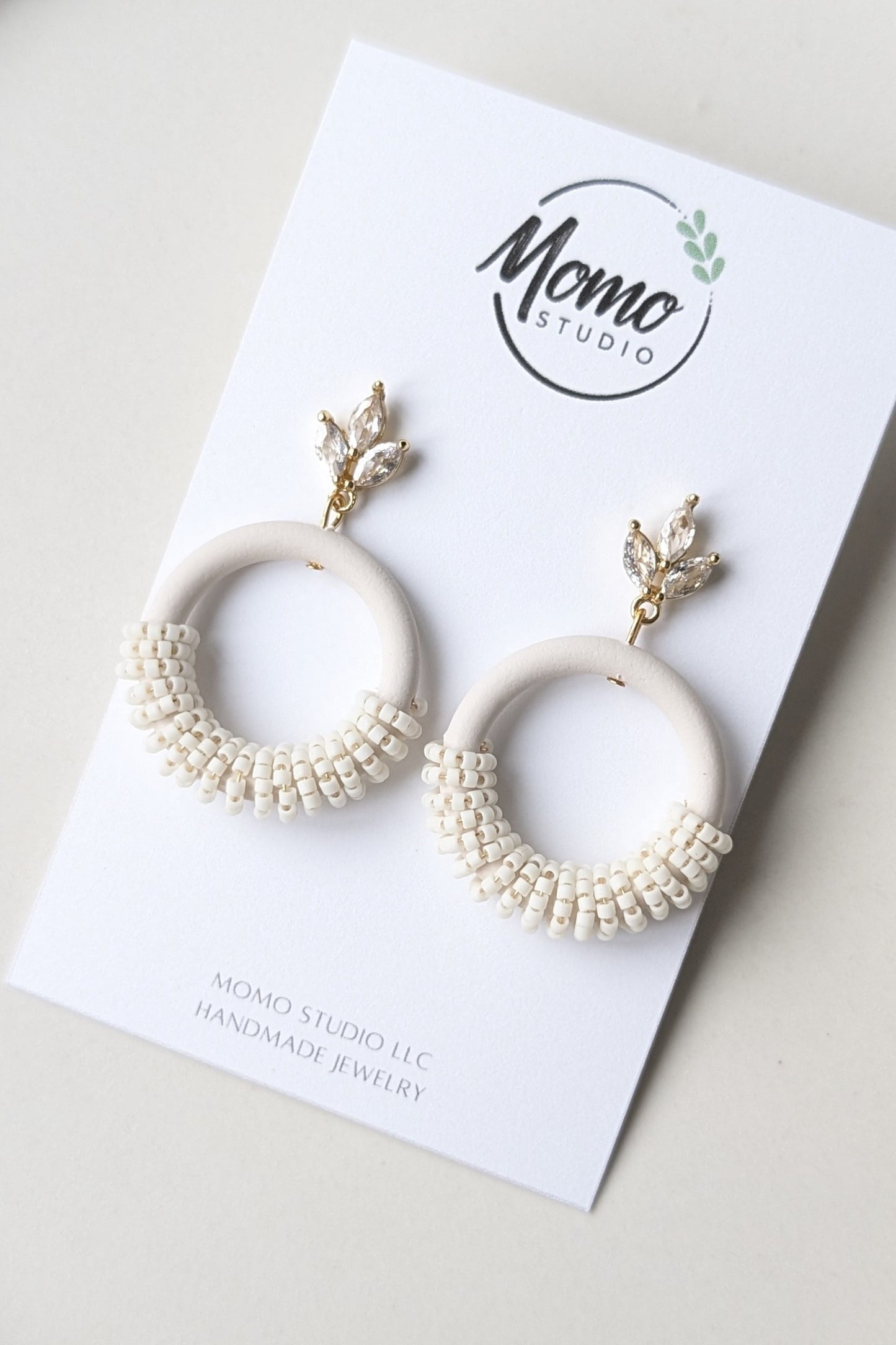 Beaded Hoops - Extruded Clay Collection - Neutral Floral Palette #1 EXTENDED - Cararra (GOLD)
