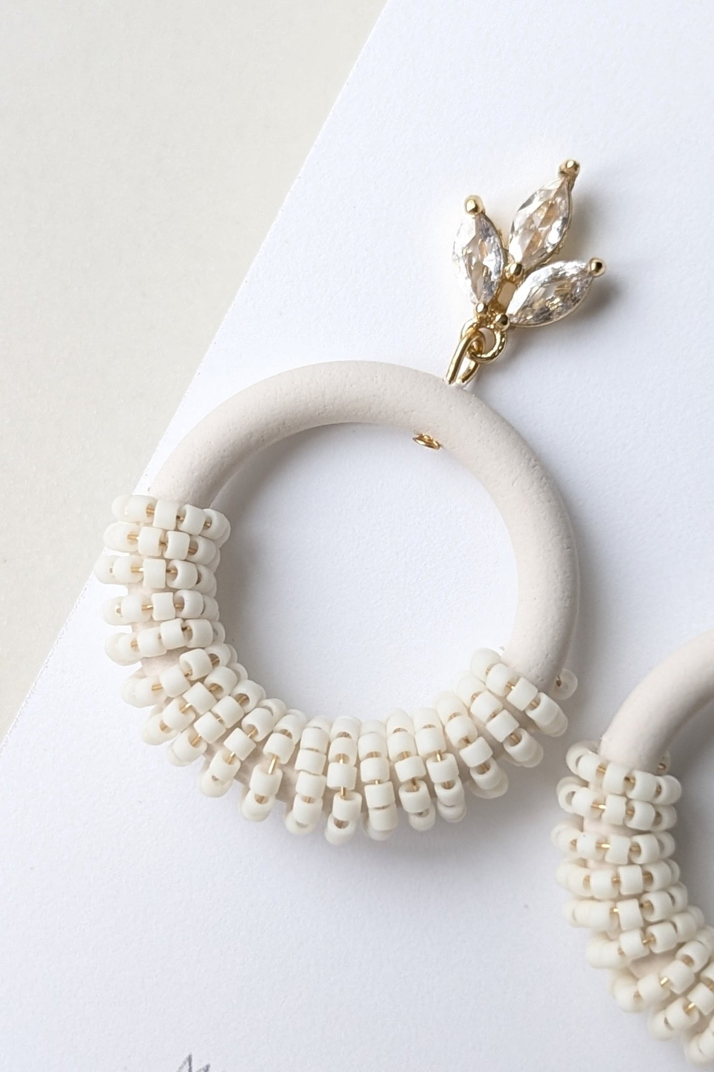 Beaded Hoops - Extruded Clay Collection - Neutral Floral Palette #1 EXTENDED - Cararra (GOLD)