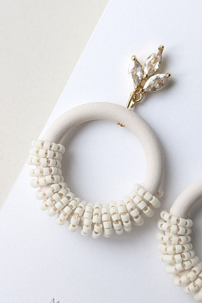 Beaded Hoops - Extruded Clay Collection - Neutral Floral Palette #1 EXTENDED - Cararra (GOLD)