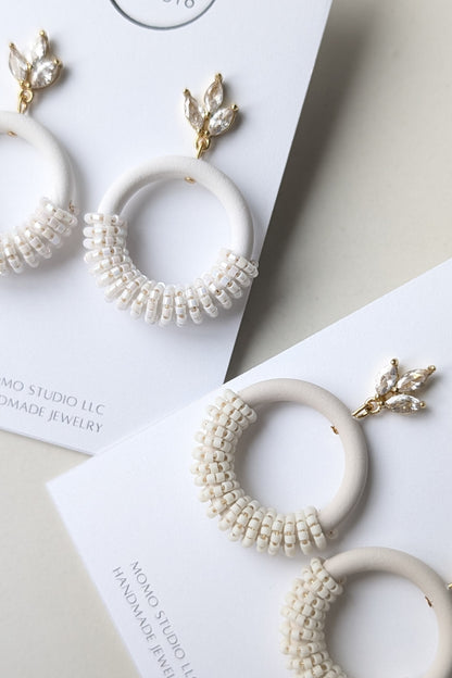Beaded Hoops - Extruded Clay Collection - Neutral Floral Palette #1 EXTENDED - Cararra (GOLD)