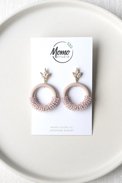 Beaded Hoops - Extruded Clay Collection - Neutral Floral Palette #1 EXTENDED - Wafer (GOLD)