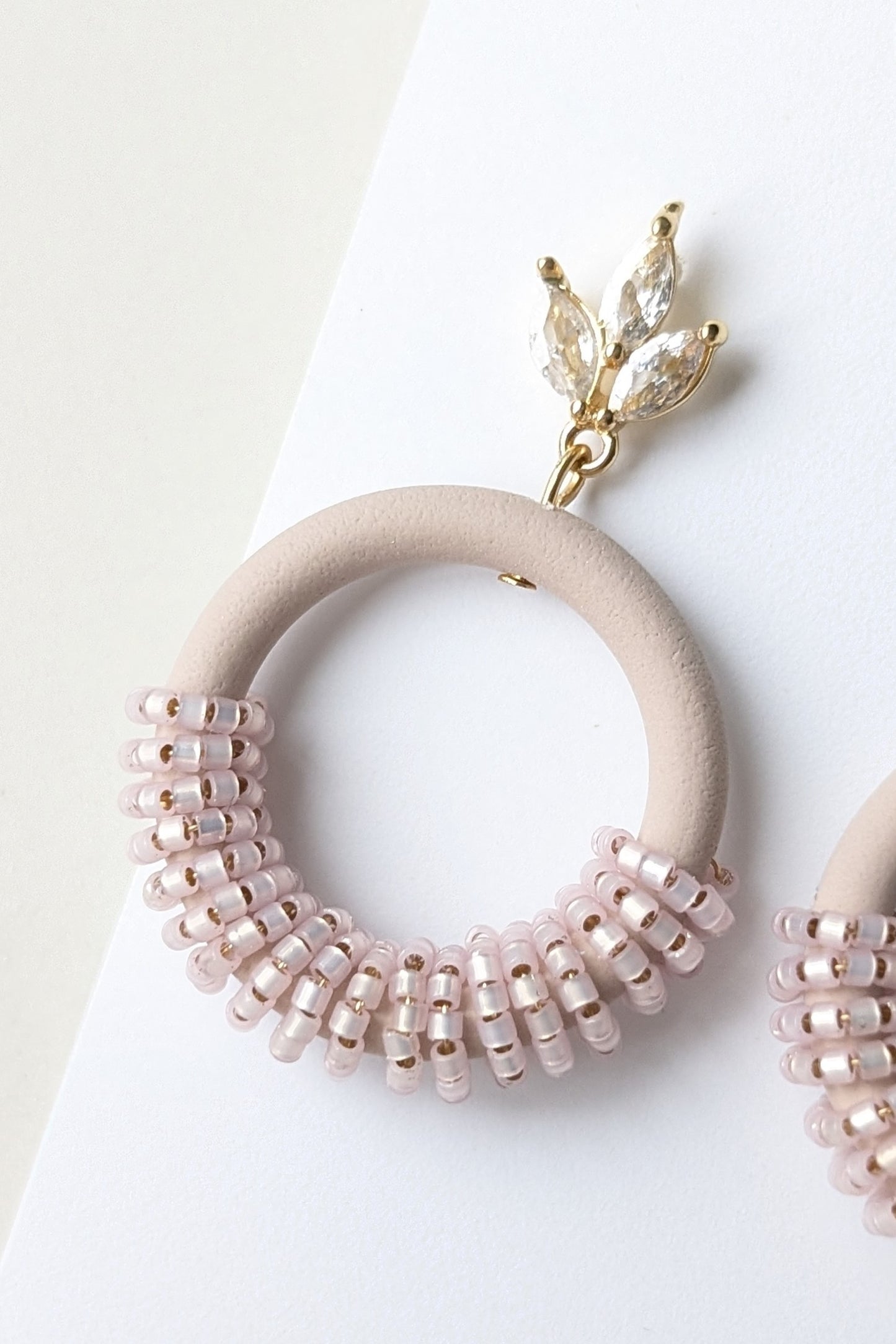 Beaded Hoops - Extruded Clay Collection - Neutral Floral Palette #1 EXTENDED - Wafer (GOLD)