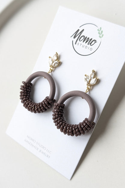 Beaded Hoops - Extruded Clay Collection - Neutral Floral Palette #1 EXTENDED - Bazaar (GOLD)