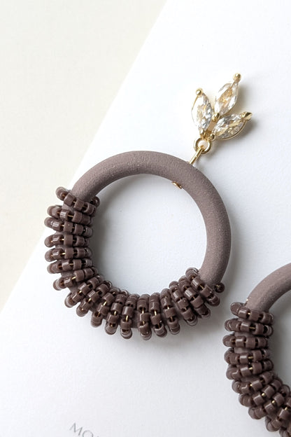 Beaded Hoops - Extruded Clay Collection - Neutral Floral Palette #1 EXTENDED - Bazaar (GOLD)