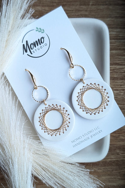 DANGLES - Wire Wrapping + Clay - WHITE