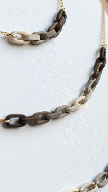 GOLD FILLED NECKLACES - CHAIN LINKS - BROWN TONES