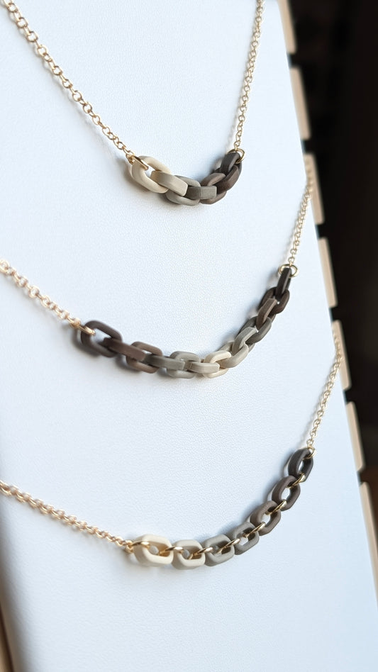 GOLD FILLED NECKLACES - CHAIN LINKS - BROWN TONES
