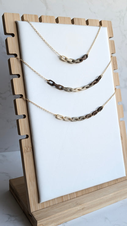 GOLD FILLED NECKLACES - CHAIN LINKS - BROWN TONES