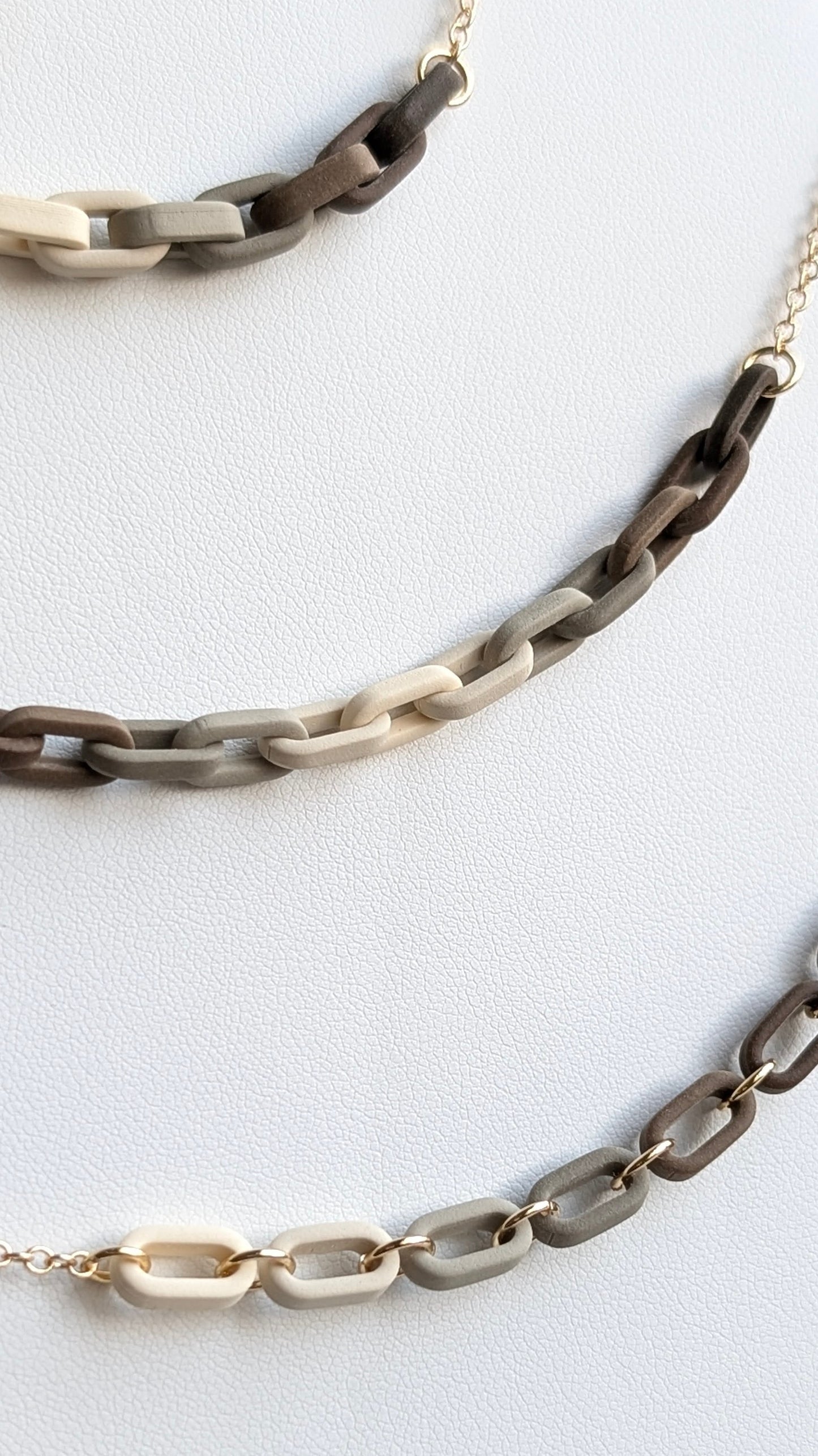 GOLD FILLED NECKLACES - CHAIN LINKS - BROWN TONES