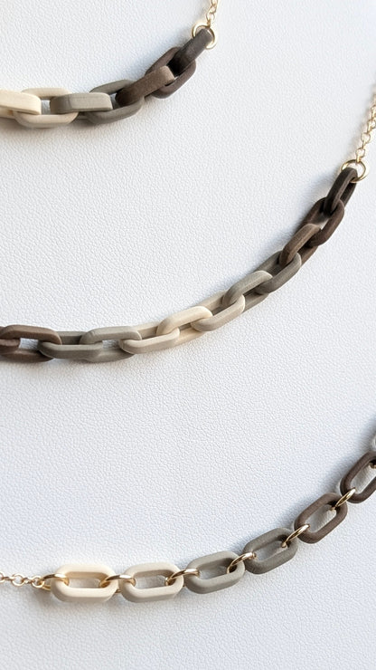 GOLD FILLED NECKLACES - CHAIN LINKS - BROWN TONES
