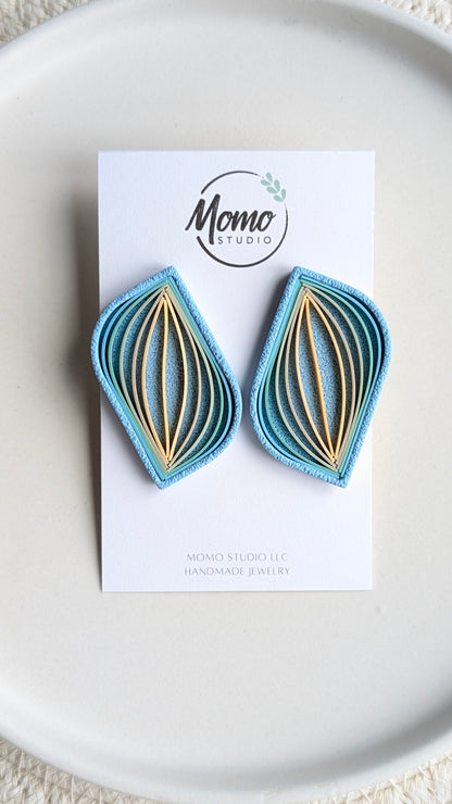 STATEMENT STUDS #1 - Clay Quilling Technique - Beachy Palette #1