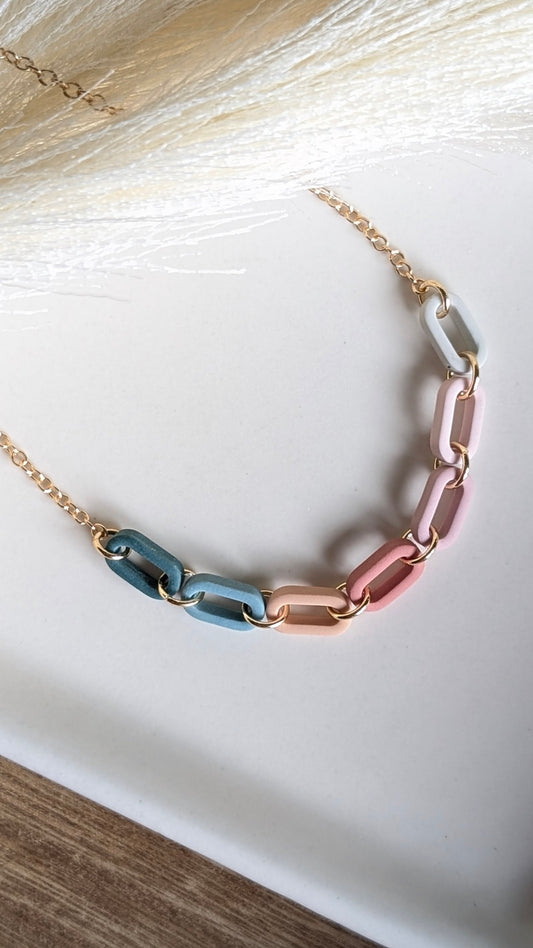 GOLD FILLED REVERSIBLE NECKLACE - CHAIN LINKS - QUARTZ PALETTE EXTENDED