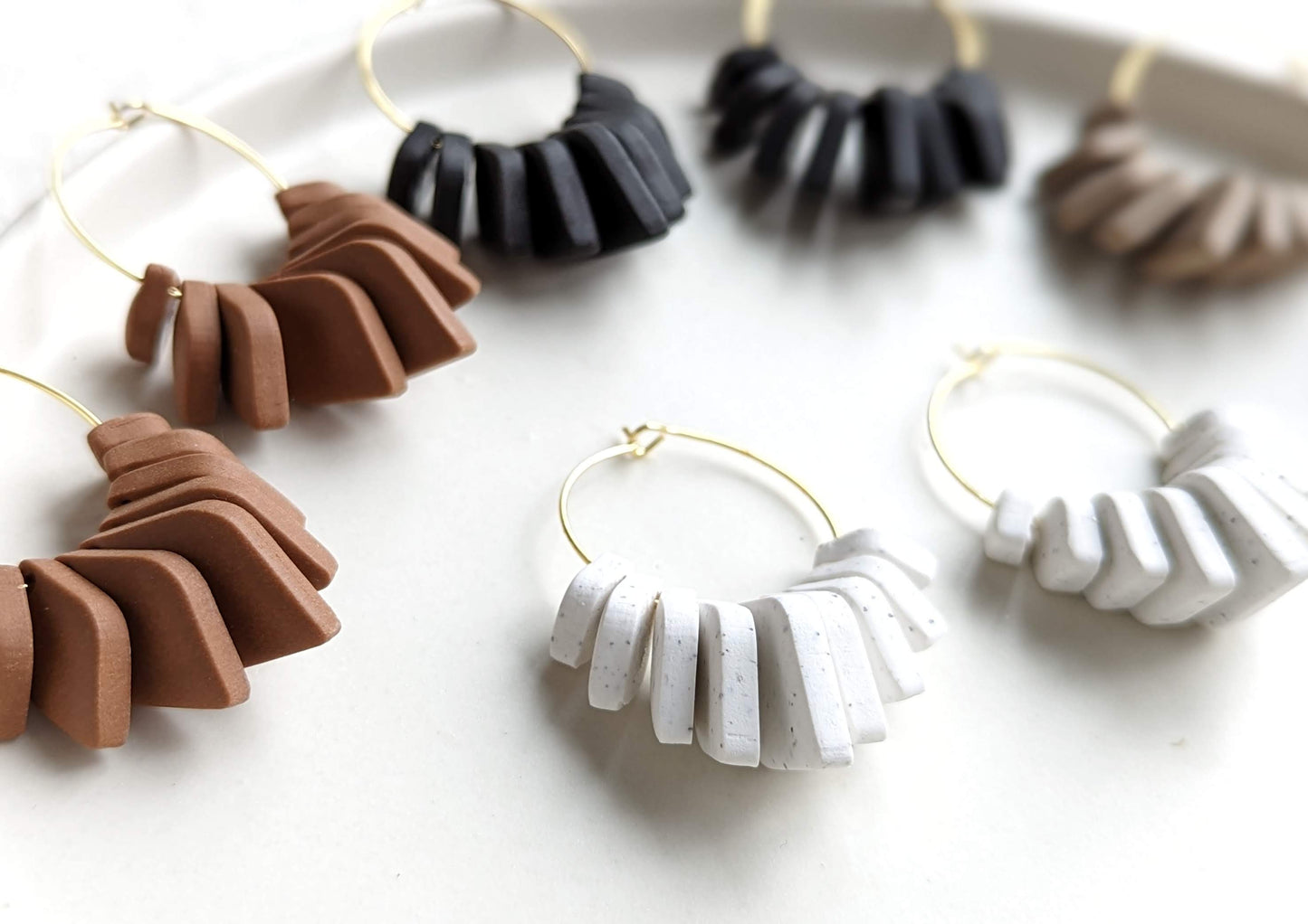 Diamond Beads Hoops - Strong Neutrals Palette
