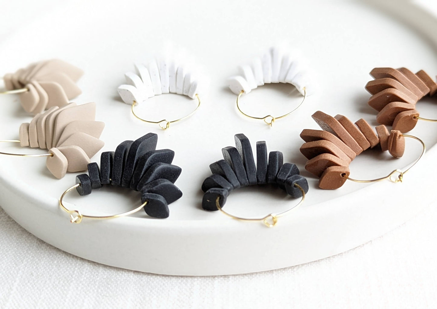 Diamond Beads Hoops - Strong Neutrals Palette